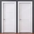 White Hinged Doors With Modern Simple Panel Design And Silver Handles For Interior 3d model