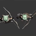 Elf Archer 3D Character Model With Green Hair Cloak Bow Arrow Quiver Front Back View