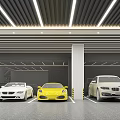 Modern Parking Garage Interior With Parked Yellow Sports Car White Black Vehicles