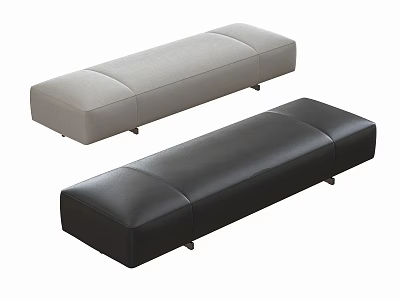 Modern Gray and Black Upholstered Sofa Bench with Sleek Design and Divided Seats 3d model
