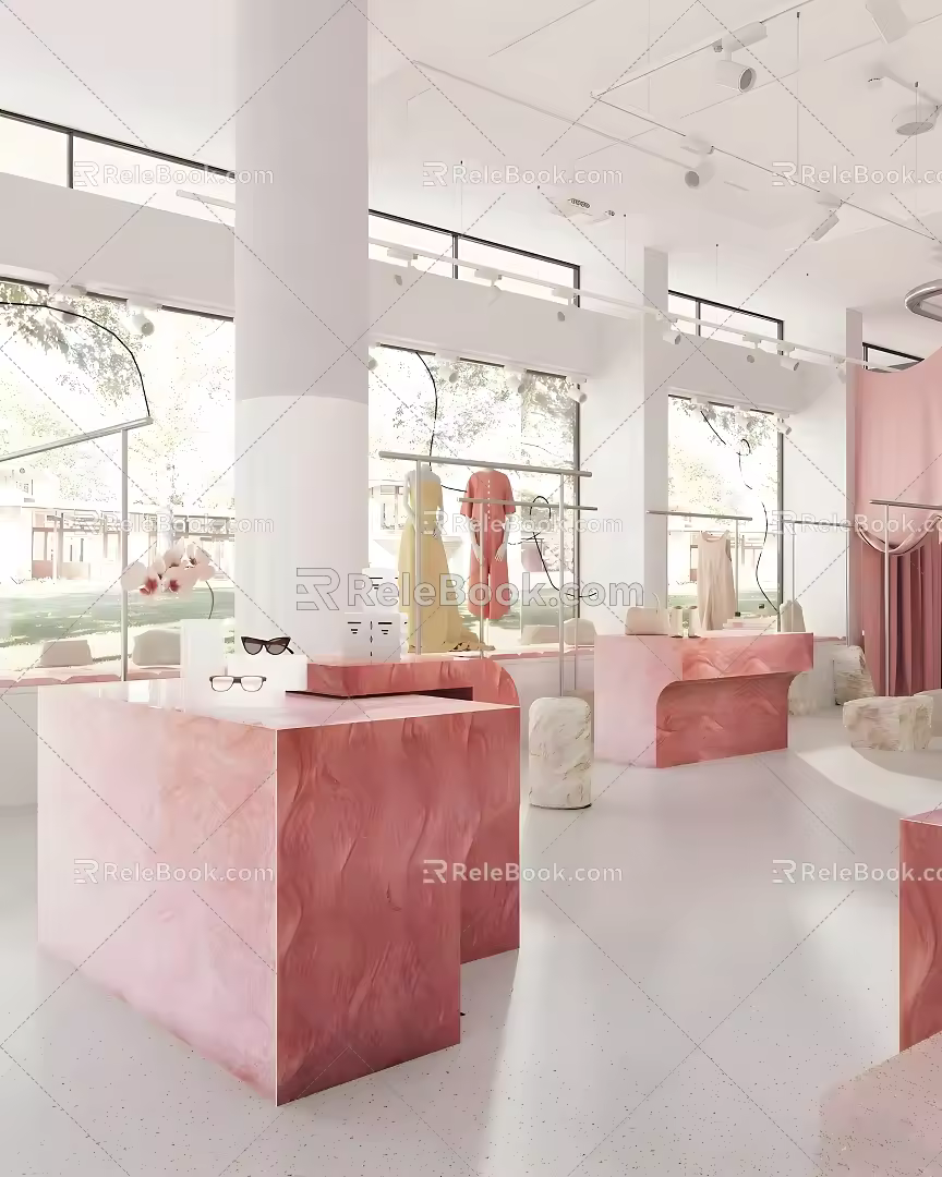Modern Style Clothing Store Display Rack Display Cabinet Counter 3d model