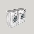 Two White Front Loading Washing Machines With Control Panels And Round Doors 3d model