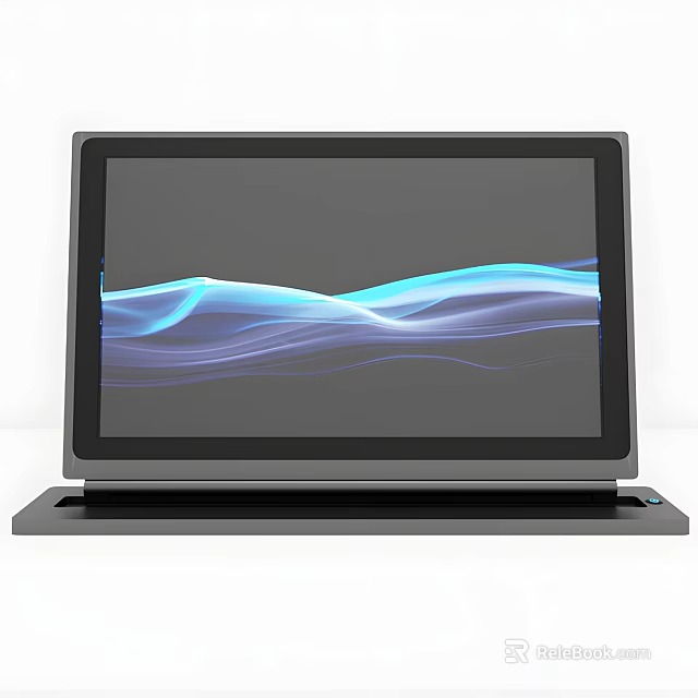 Sleek 2 in 1 Laptop With Touchscreen Display And Blue Wave Pattern 3d model 