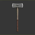Durable Metal Axe Head With Wooden Wrapped Handle For Hardware Tools 3d model