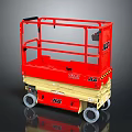 JLG Red Mobile Scissor Lift Aerial Work Platform With Guardrails And Wheels