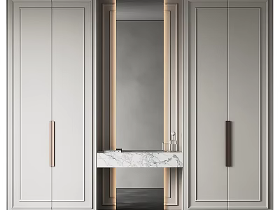 Modern Luxury Dresser With Gray Cabinetry Marble Top Gold Handles And Mirror Accent 3d model
