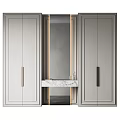 Modern Luxury Dresser With Gray Cabinetry Marble Top Gold Handles And Mirror Accent