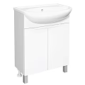 White Modern Washbasin Cabinet Unit with Double Doors and Ceramic Basin Design