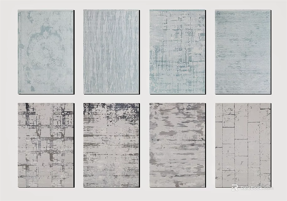 Various Square Rugs With Modern Patterns And Textures For Home Decor 3d model