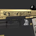 Gold HALLEFIE Pistol With Intricate Engravings Scope And Decorative Design