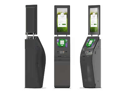 Modern Public Self Service Kiosks With Interactive Screens And User Interface 3d model