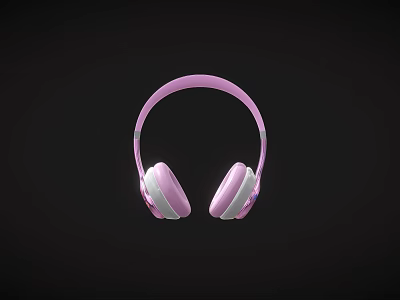 Pink Over Ear Headphones With Soft White Earmuffs For Daily Music Listening Experience 3d model