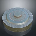 Modern Circular Multi layered Metal Weapon With Concentric Circle Design And Silver Gray Green Gold Layers