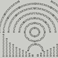 Geometric Decorative Design With Concentric Semicircular Arcs And Vertical Bars