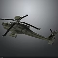 Military Helicopter With Rotors Radar Dome And Weapon Systems In Military Green Design