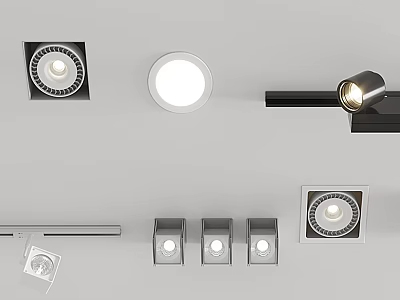 LED Recessed Downlights and Adjustable Track Spotlights with Square Round Designs 3d model