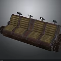 Rustic Multi Seat Sofa with Wooden Slats Red Trim and Metal Frame Details