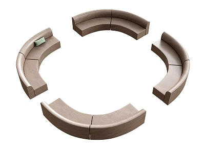 Modern Tan Curved Modular Sectional Sofa for Comfortable Living Room Seating 3d model