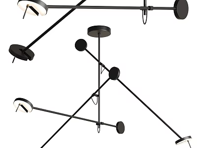 Modern Black Metal Multi Arm Chandelier With Adjustable Geometric Pendant Light Fixtures 3d model