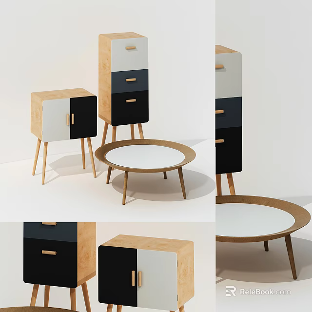 Modern Entryway Cabinet And Side Cabinet With Wooden Frame And Functional Storage Drawers 3d model 