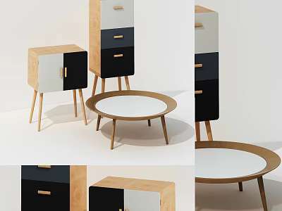 Modern Entryway Cabinet And Side Cabinet With Wooden Frame And Functional Storage Drawers 3d model