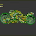 Futuristic Yellow Motorcycle Design With Sleek Body Mechanical Details And Rugged Tires