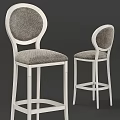 Modern Bar Stools With White Metal Frame And Gray Fabric Upholstered Seats