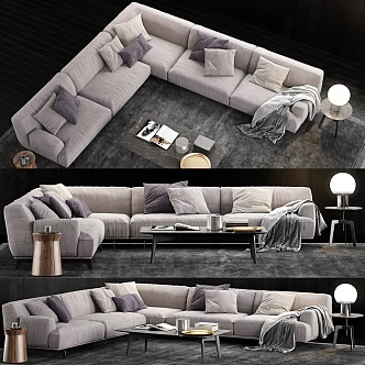 Poliform sofa coffee table combination 3d model