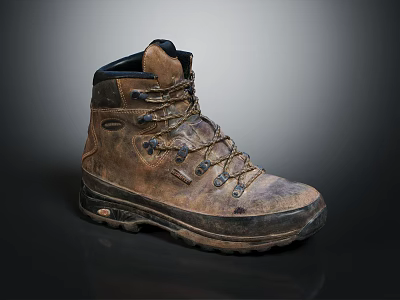 Durable Brown Hiking Boots Featuring Thick Sole Lace Up And Outdoor Rugged Design 3d model