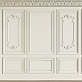 Elegant White Wall Paneling Interior With Decorative Plaster Molding And Carved Patterns