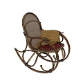 Vintage Wicker Rocking Chair With Metal Frame And Comfortable Cushion Design