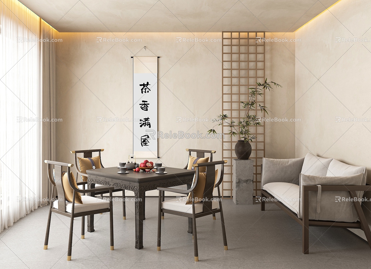 New Chinese Middle Ancient Tea Room 3d model