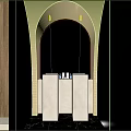 Modern Other Bathroom Interior Design With Arched Lighting Mirrors White Vanities And Dark Flooring