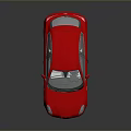 Modern Red Hatchback Car with Shiny Body Black Wheels and Reflection on Floor