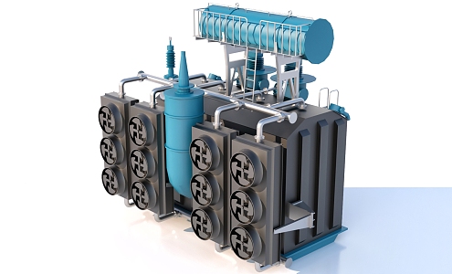 Mechanical industrial transmission pipe radiator 3d model