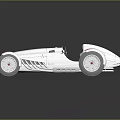 Vintage White Race Car Model With Pink Accents And Reflective Surface