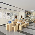 Wooden Display Shelves In Elegant Exhibition Hall Displaying Ceramics Bronzes Calligraphy And Paintings