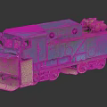 Blue Weathered Train Model Featuring Orange Cylindrical Top Parts And Detailed Structure