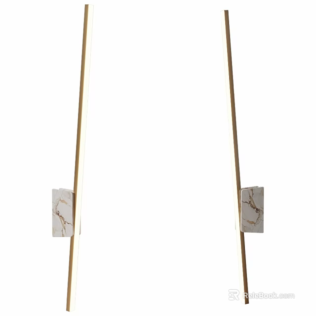 Elegant Modern Wall Lamp With Gold Metal Pole And Marble Decorative Accent 3d model 