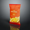 Natural Potato Chips In Vibrant Orange Packaging With Crispy Texture