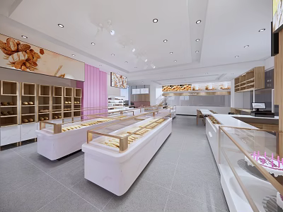 Modern Bakery Space Dining Space Dessert Bakery 3d model