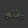 Green Military Off-Road Vehicle Building Block Model with Open Doors Interior Seats and Roof Equipment