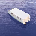 White Roof Yacht With Multiple Windows Floating On Blue Ocean Water