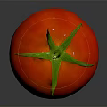 Fresh Ripe Red Tomato Vegetable with Green Stem on Dark Reflective Background