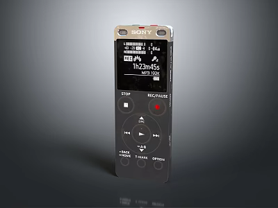 Sony Digital Voice Recorder With MP3 Format Recording Playback Time Display And Control Buttons 3d model