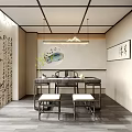 Chinese Style Hospital Outpatient Clinic Interior With Examination Beds And Calligraphy Decorations