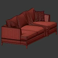 Modern Brown Sofa Interior With Beige Cushions And Dark Blanket 3d model