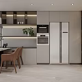 Elegant Modern Dining and Living Area with Open Concept Design and Wooden Furniture