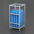 Industrial Metal Rack For Storing Blue Gas Cylinders With Red Caps