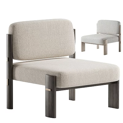 Sleek Modern Beige Upholstered Leisure Chair With Dark Wooden Legs And Comfortable Backrest 3d model
